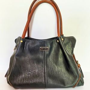 Authentic Jimmy Choo Black Leather Shoulder Bag